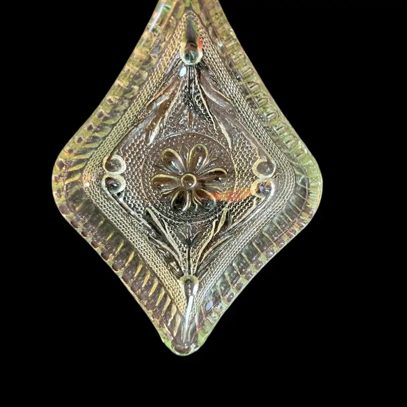 Vintage Green Indiana Glass Card Suit-Diamond Trinket Dish