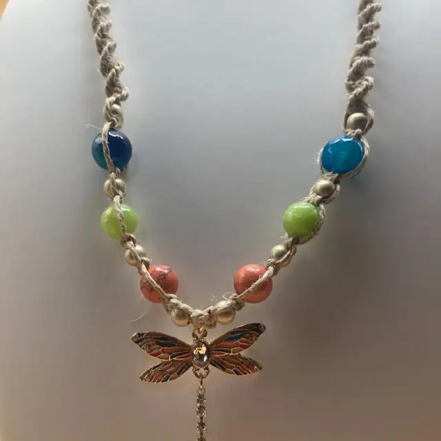 Dragonfly Sparkle and Shine Hemp Necklace