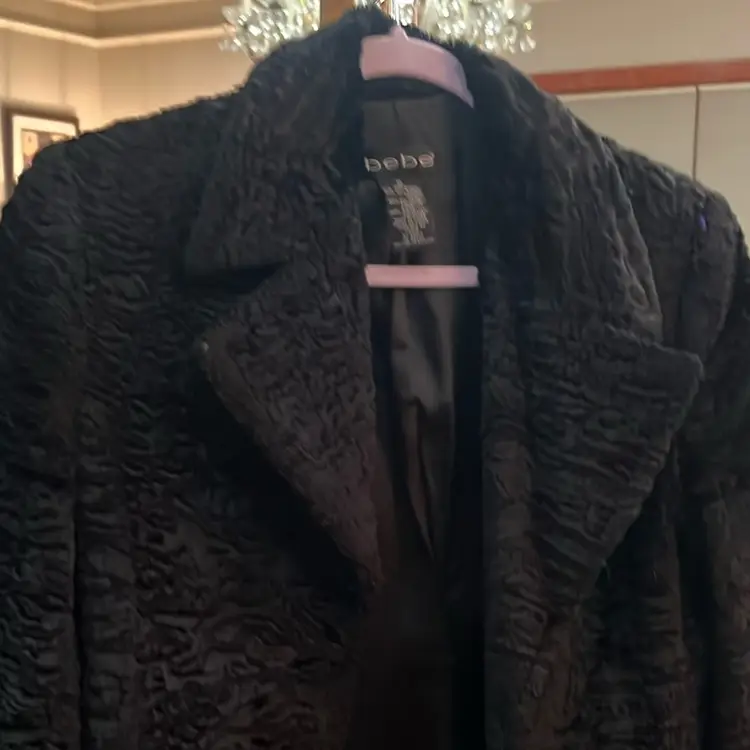 BEBE Brand Fab Persian Lamb “look” Sz S CAR Coat Length