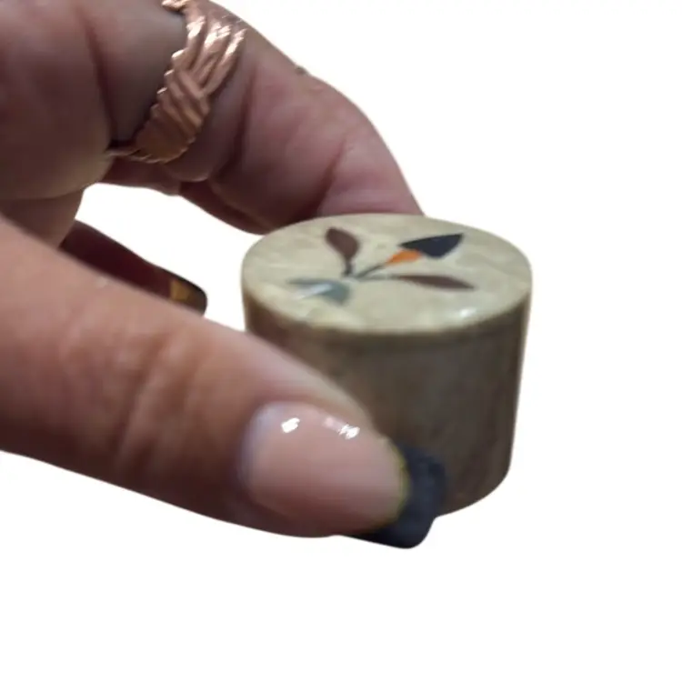 Made In India Marble Miniature Trinket Dish In Laid Stone
