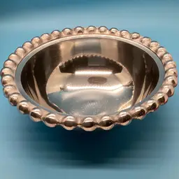 Metal Candy Trinket Decor Bowl Beaded Edge  Silver Finish 2.5” x 6.5”