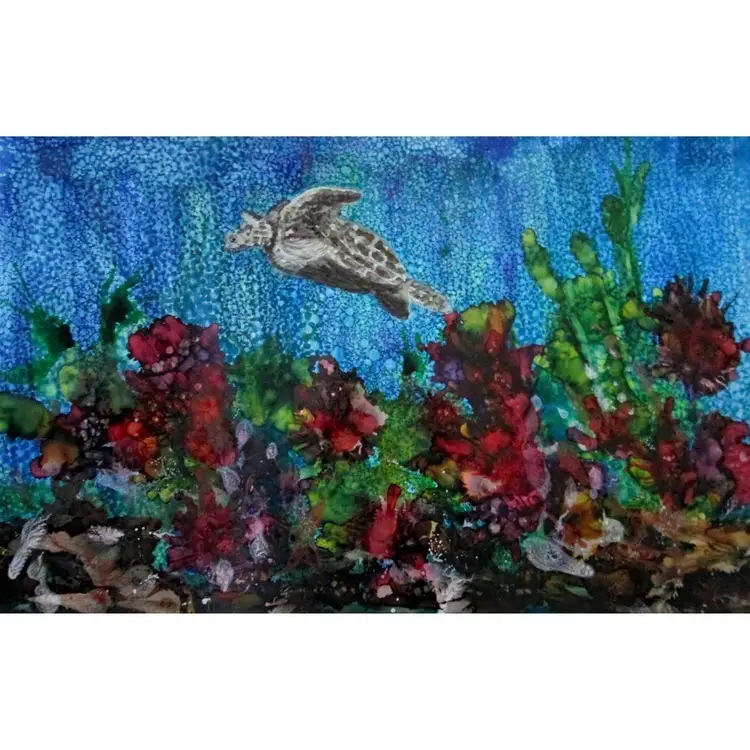 "Turtle Reef" original ink - 15" x 19"
