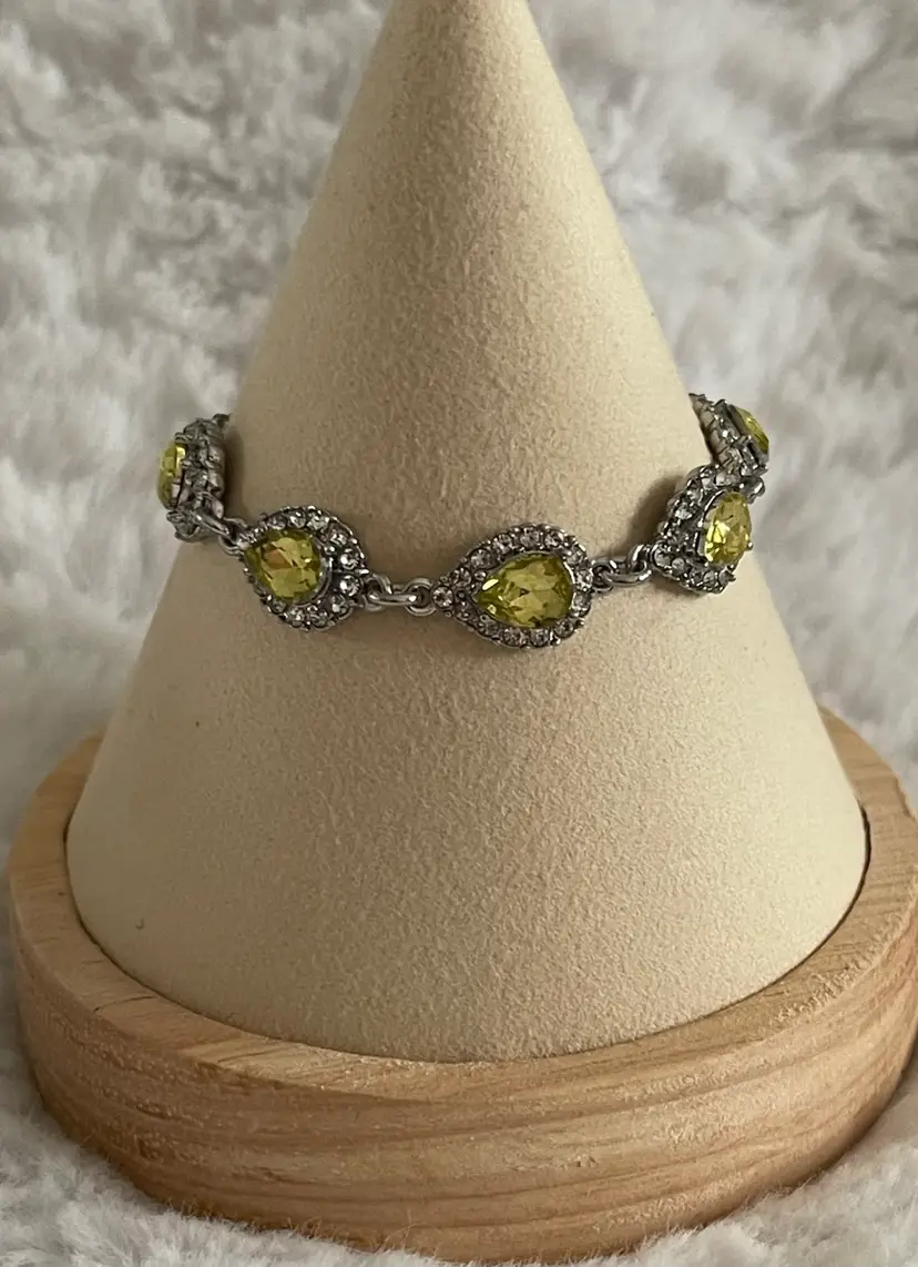 Charter Club green crystal and stone slider bracelet