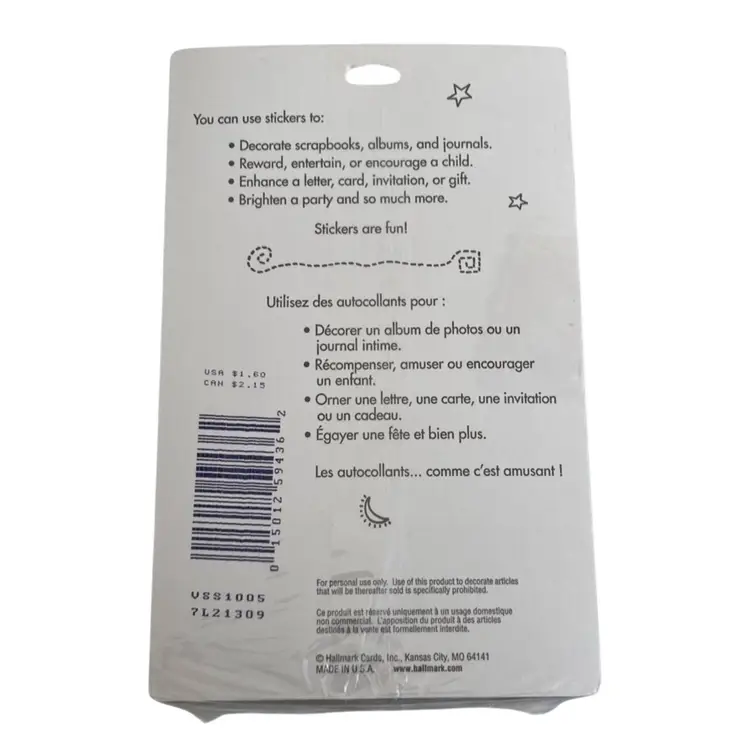 NOS Vintage Hallmark Sticker Set with Red Roses