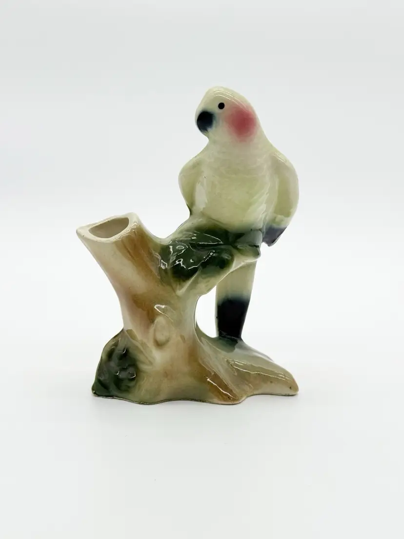 Royal Copely Green Parrot / Cockatiel Bud Vase