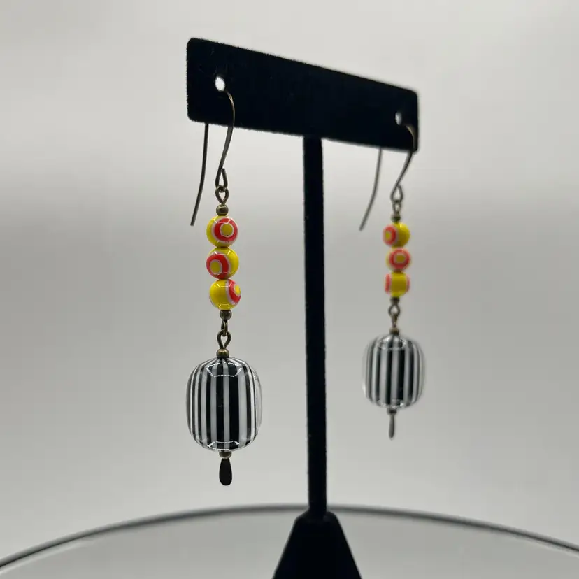 #140 "Candy Stripes" Series - Handmade by Me -- Upcycled Vintage Earrings