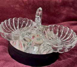 #08 ~ 8.25” Uranium Heisey Cristolite Double Oval Dish ~ No Damage