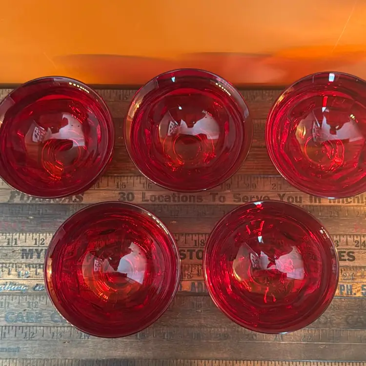 Georgian Ruby Red Viking Dessert Sherbet Dishes 5 Count