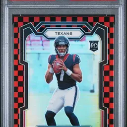 CJ STROUD 2023 PRIZM ROOKIE #339 BLACK & RED CHECKER PRIZM SSP PSA 9