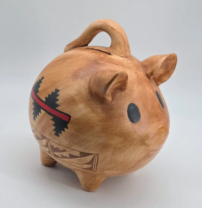 Native American Piggy Bank Hand Painted Signed CP Begaye Navajo