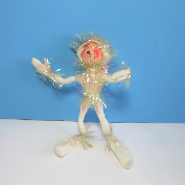 AS-IS vintage Annalee white elf pixie doll figure with tinsel 1993 11"