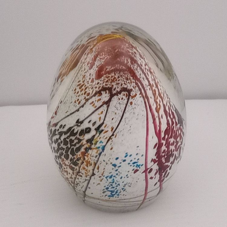 Signed vintage egg paperweight