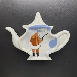 Minton Artware Canada Tea Bag Holder Polar Bear Inuit Hand Painted VTG Kitchen