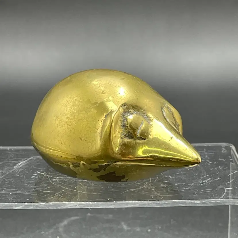 Solid Brass Mouse Rat Paperweight Figurine MCM Vintage
