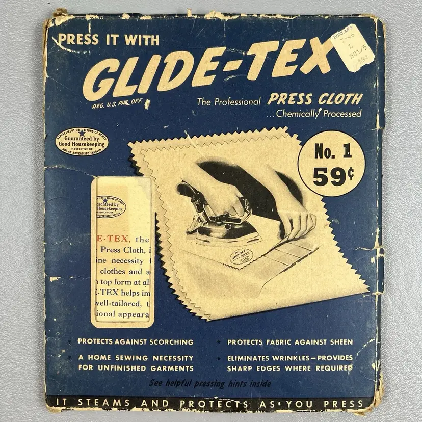 Vintage 1943 Glide-Tex Pressing Cloth In Original Packaging No. 1 USA