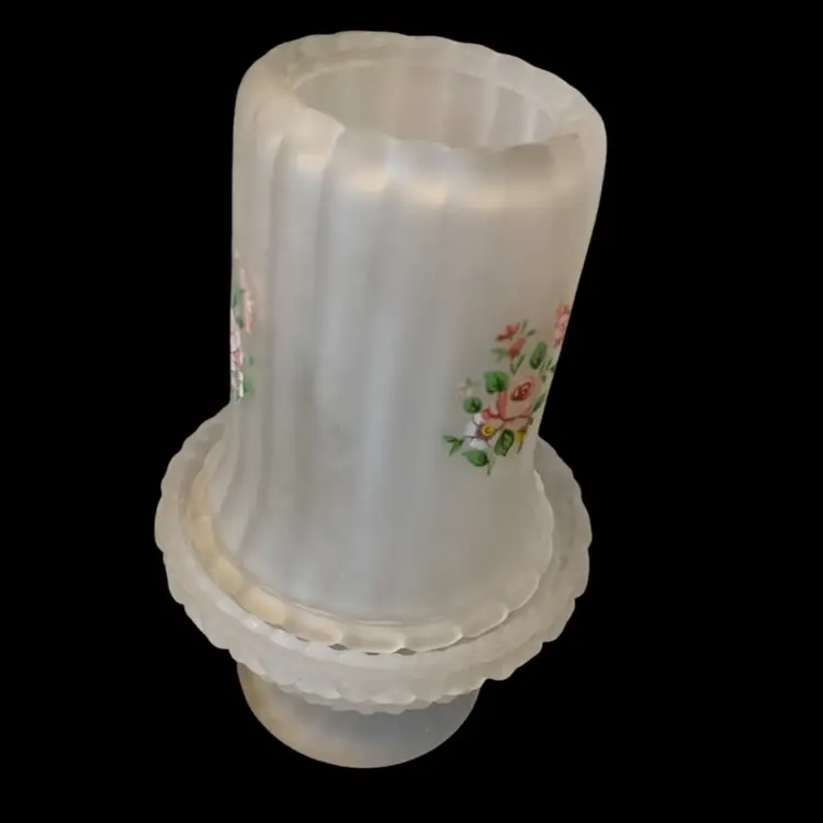 Satin Fairy Lamp With Pink Roses 4 X 6 1/4 Inches