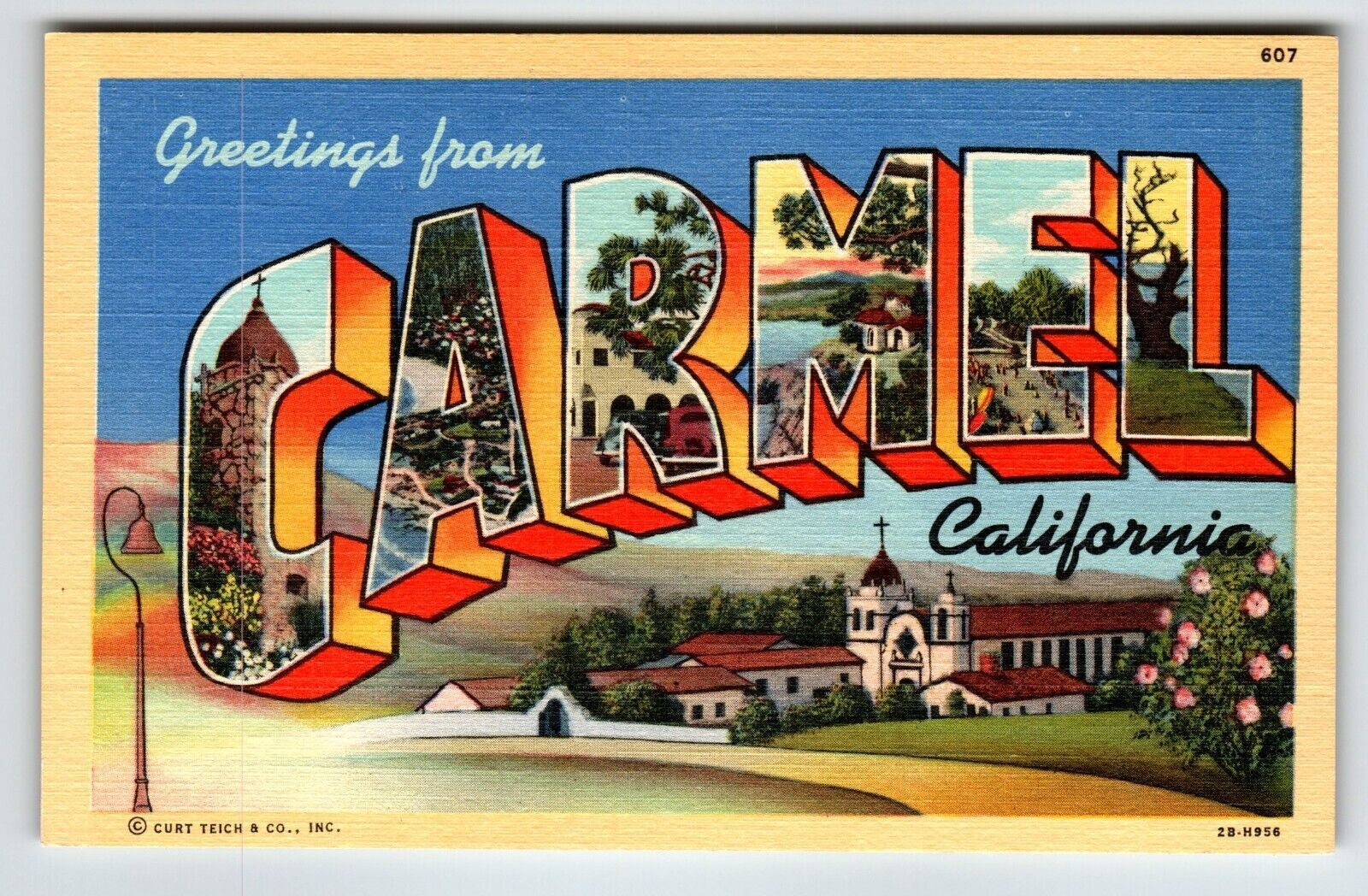 Niknax · Greetings From Carmel California Large Big Letter Linen