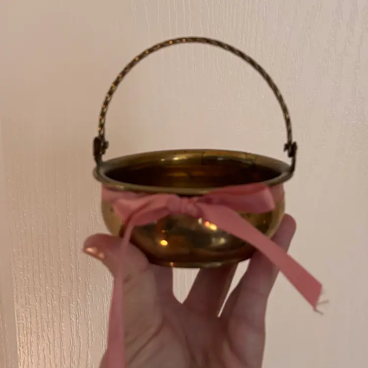 Vintage Small Solid Brass Basket