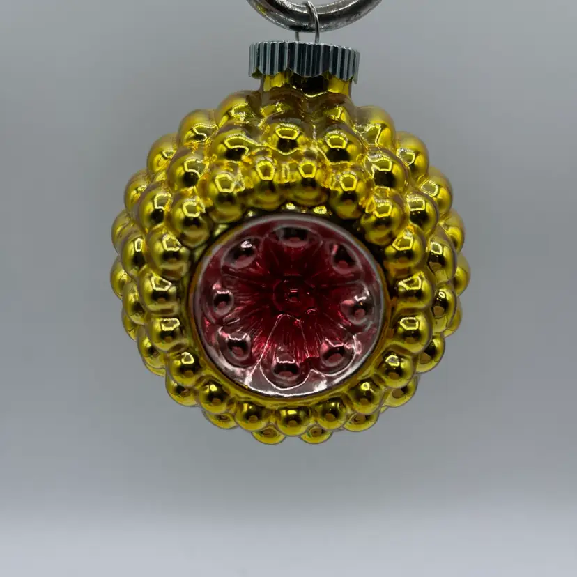 Christopher Radko Shiny Brite Jumbo Ripple Glass Ornament Gold/pink
