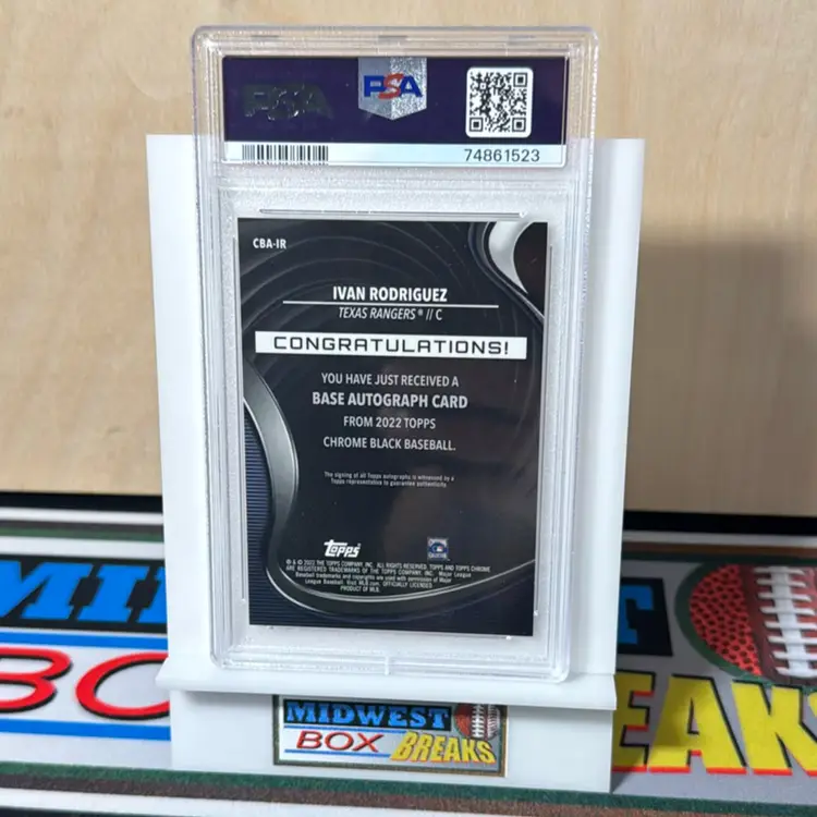 Ivan Rodriguez Auto #IR PSA 9 2022 Topps Chrome Black Texas Rangers