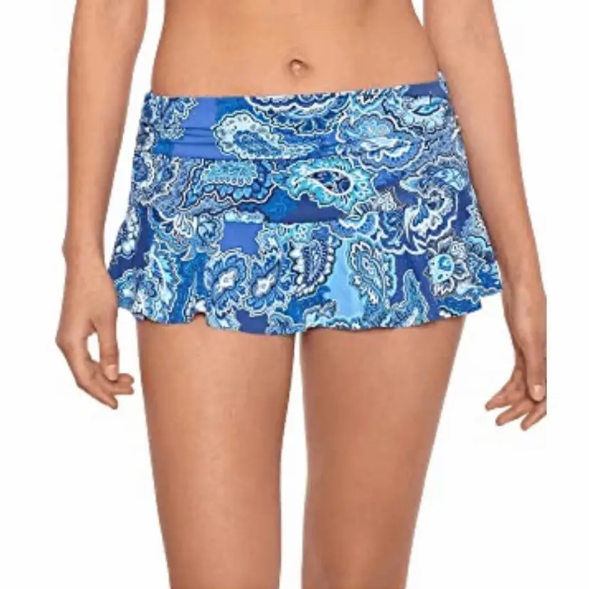 $68 Lauren Ralph Lauren Bandana Paisley Skirted Hipster Bikini Bottom Blue 6