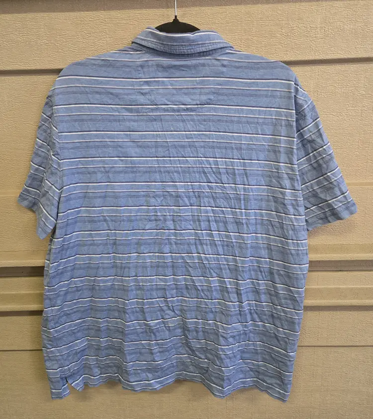 Jos. A. Bank Men's Polo Blue Striped Tailored Fit Collar Shirt Size XL