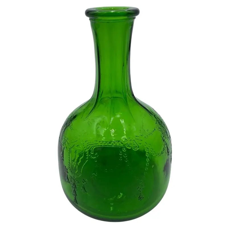 Vtg. (1931) White House Vinegar Green Bottle w/Cameo Ballerina, Owens-Illinois