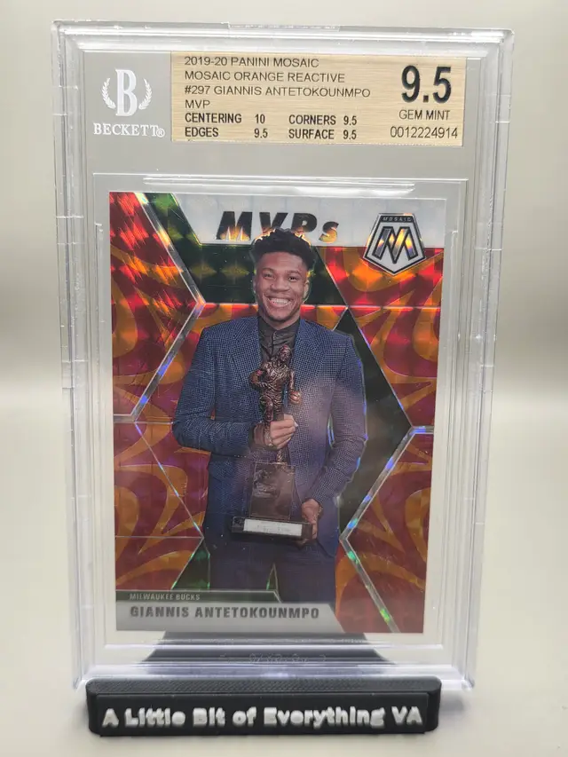 Giannis Antetokounmpo 2019-20 Panini Mosaic Orange Reactive Prizm #297 Bucks