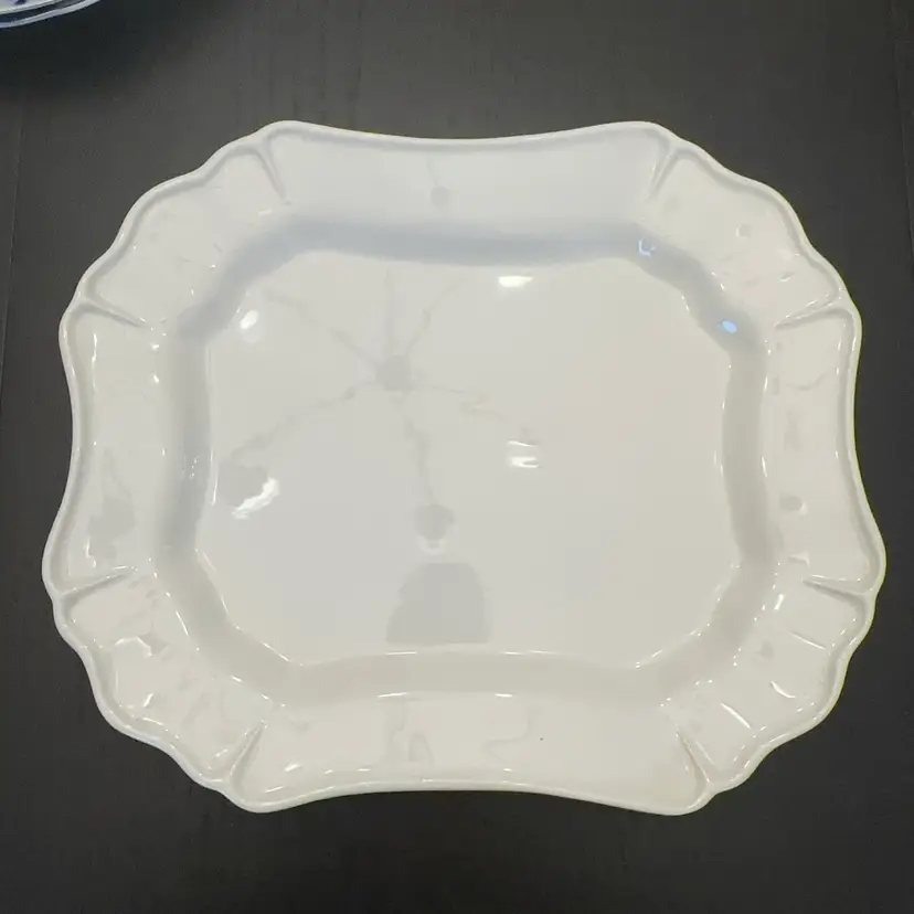 Vintage Neuwirth White Ceramic Scalloped Serving Platter