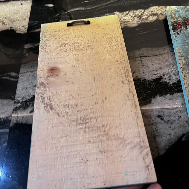 Made by me Christmas kitsch Santa wood hand painted wall hangings retro distressed holiday decor