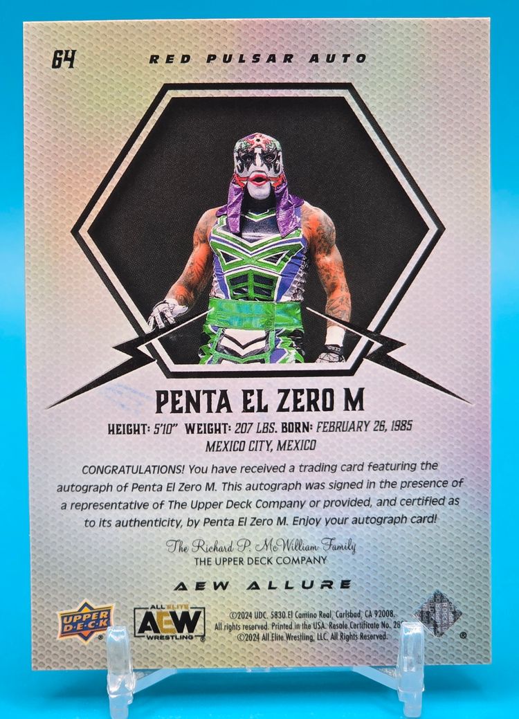 Penta El Zero M 2024 Upper Deck Allure AEW Red Pulsar Auto