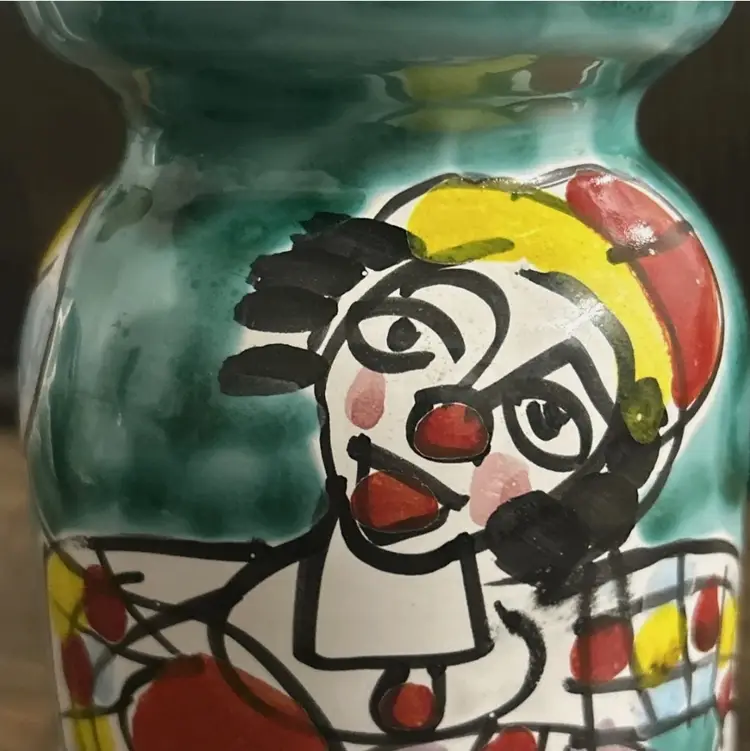 Vintage La Musa Italy Hand Painted Clown Vase Ceramic