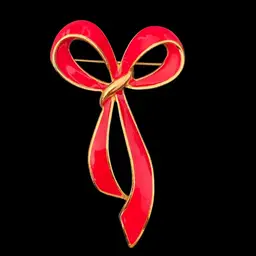 AVON Red Enamel, Gold Tone Bow Brooch