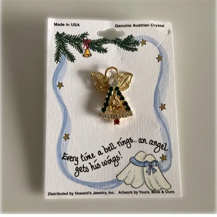 Vintage Austrian Crystal Angel Pin NOS