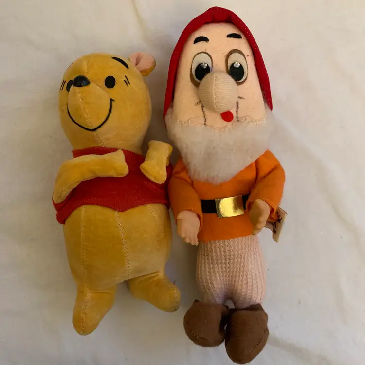 Vintage Disney Stuffed Winnie the Pooh and Sneezy 1960's