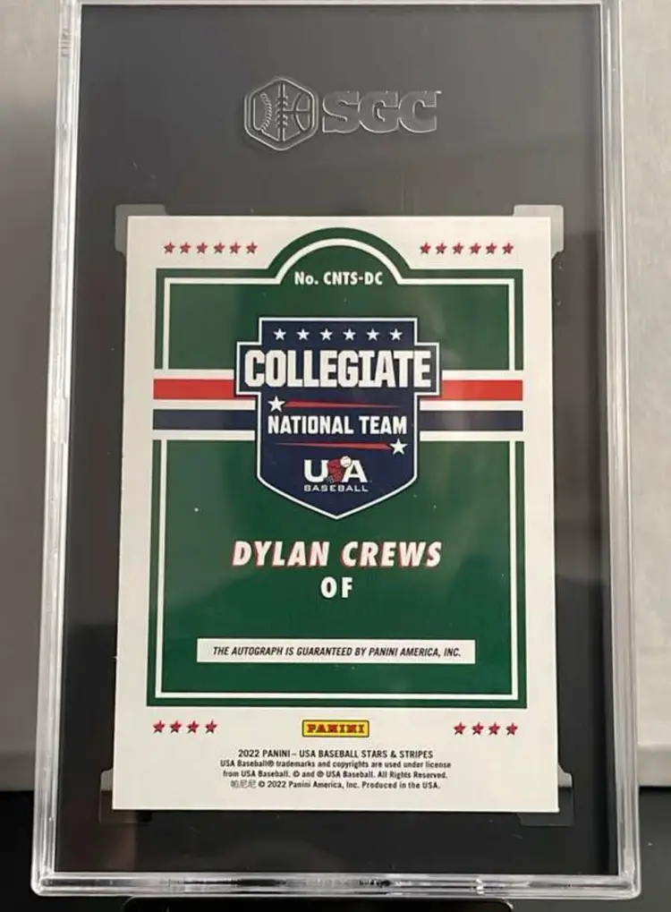 Dylan Crews 2022 Panini Stars & Stripes Black Ink SGC 9 /125