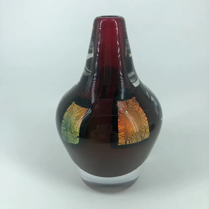 Vintage Hand-Blown Dichroic Art Glass Signed Andrew Salvia Stunning Vase