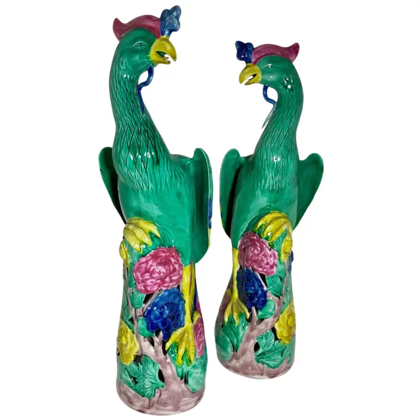 Chinese Export Style Porcelain Ho-Ho Phoenix Bird Set