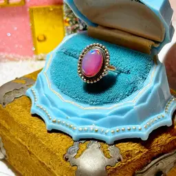 Sterling Silver Pink Opal Ring Adjustable Size