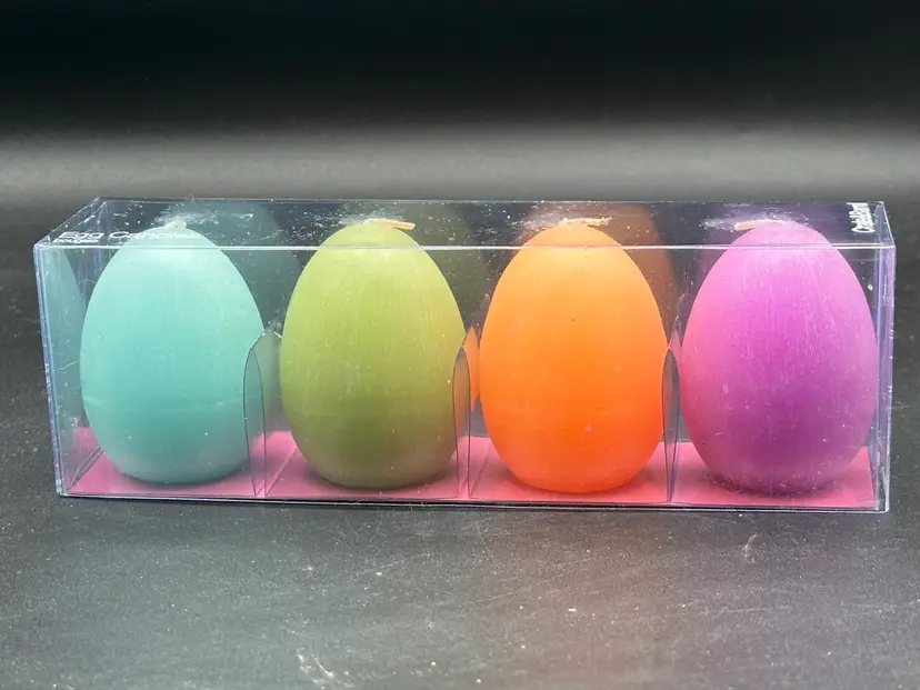 Crate & Barrel Pastel Colored 2.5" Egg Shaped Candles Set of 4 - NEW