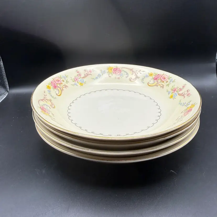 Vintage Paden City Pottery Floral And Gold Trim Bowls - Set Of Four