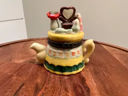 Vintage Ceramic Teapot Trinket Box, miniature trinket box