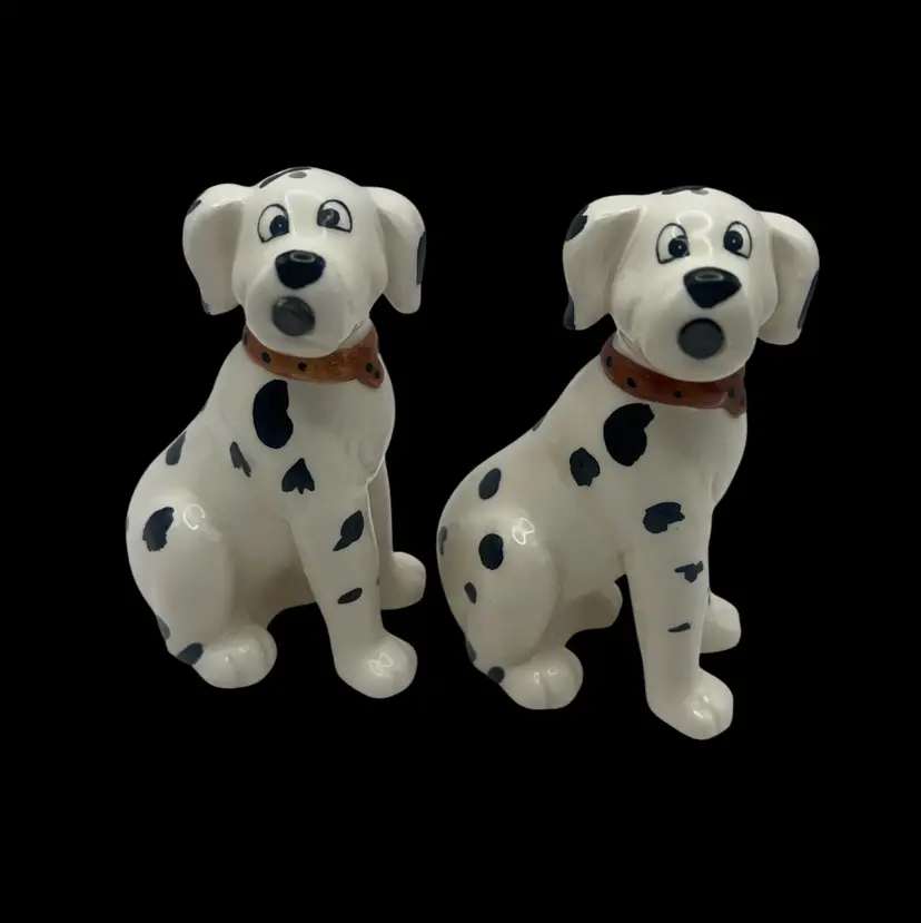 Black And White Spotted Dalmatian Dogs Salt And Pepper Shakers, 4.25β Tall
