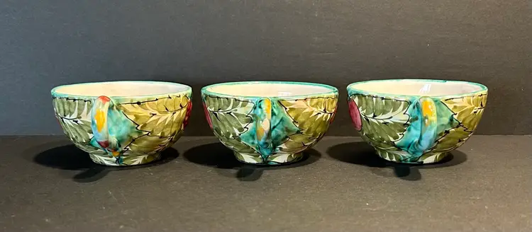 VTG 3 Italian Pottery Coffee Cups Frutta Bella Stysom 1028 Cottage Core *READ