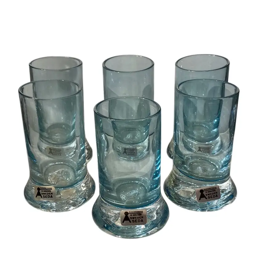 6 x Bo Borgstrom Blue Sweden Seda Shot Glasses