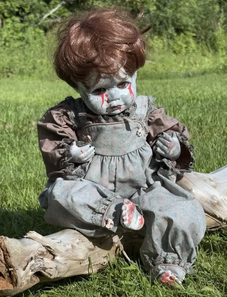 Horror Doll Beatrice Scary Halloween OOAK (one Of A Kind) 17” Hand Painted Stage Prop Or Decor