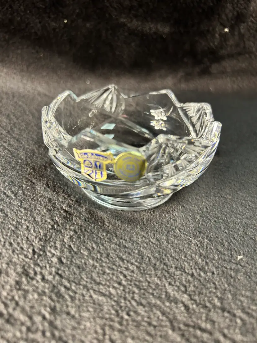 Small Bohemian Czech Cut Crystal Trinket Dish