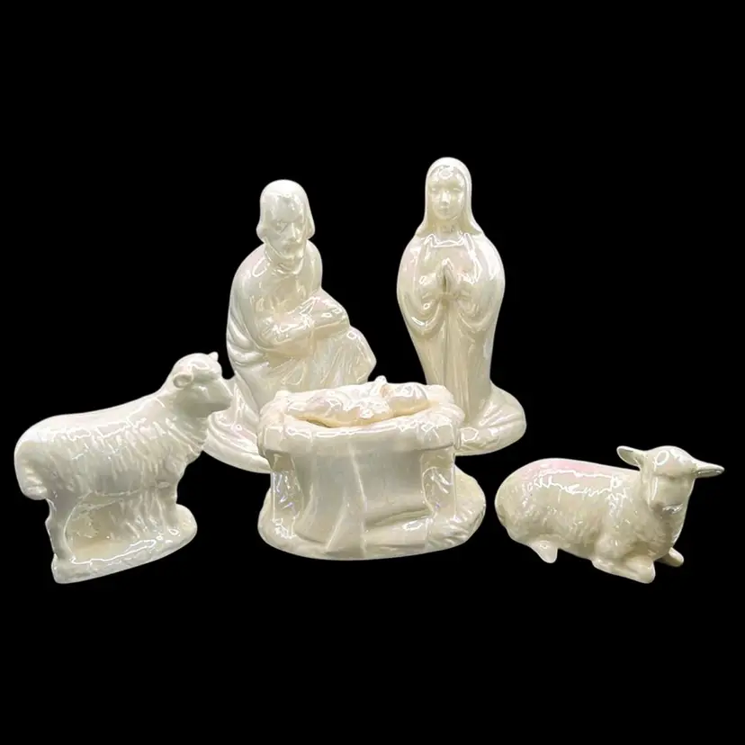 Studio Pottery Nativity Set, 5 Piece, Opalescent