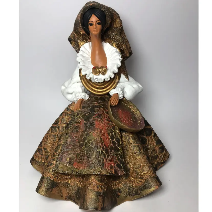 Vintage Giuliana Collu Signed Sardinian Art Pottery Woman Terracotta Sculpture Italy