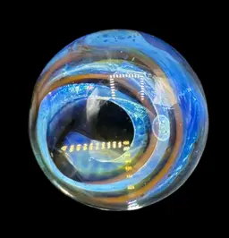 Signed Calvin Sugita RAZ Contemporary Handmade Art Glass Marble .65” Galaxy